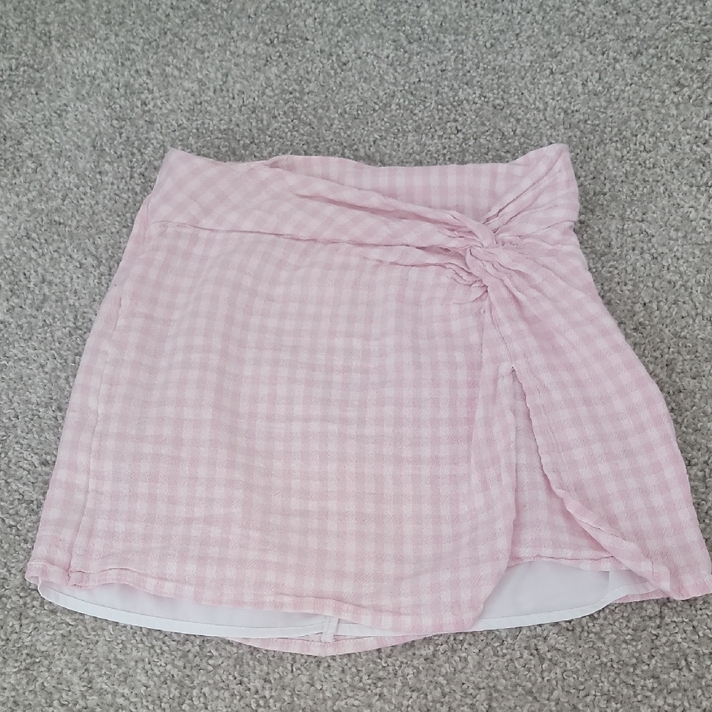 Hollister Pink Gingham Wrap Skirt Size XS
